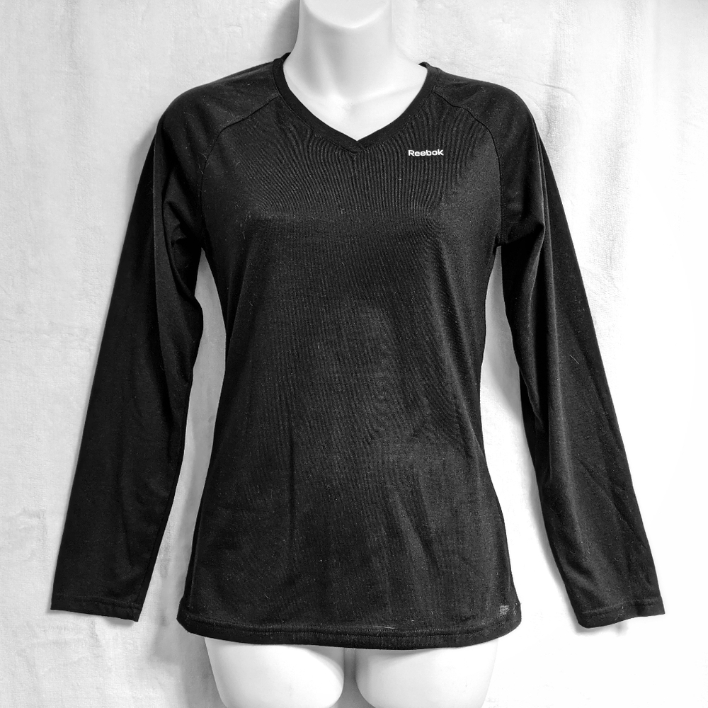 Reebok Black Play Dry Athletic V-neck Top